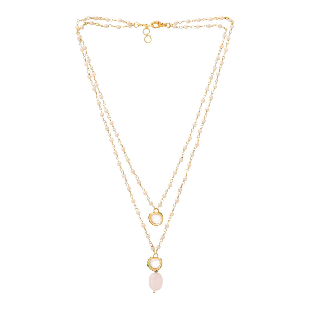 Ruby Raang Studio Pink Brass Gold Plated Kundan Necklace