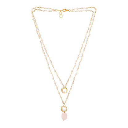 Ruby Raang Studio Pink Brass Gold Plated Kundan Necklace