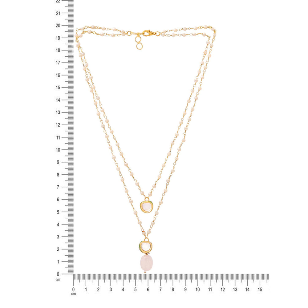 Ruby Raang Studio Pink Brass Gold Plated Kundan Necklace