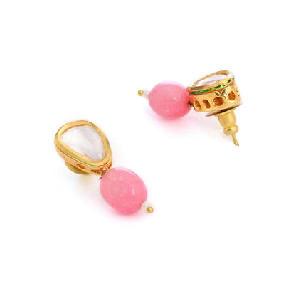 Ruby Raang Studio Pink Brass Gold Plated Kundan Pair Of Earrings