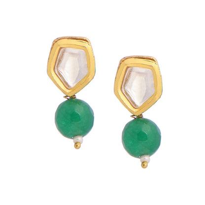Ruby Raang Studio Green Brass Gold Plated Kundan Pair Of Earrings
