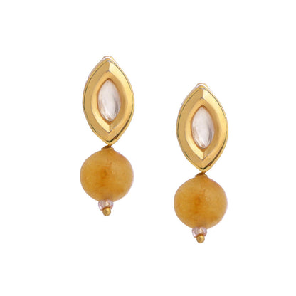 Ruby Raang Studio Yellow Brass Gold Plated Kundan Pair Of Earrings