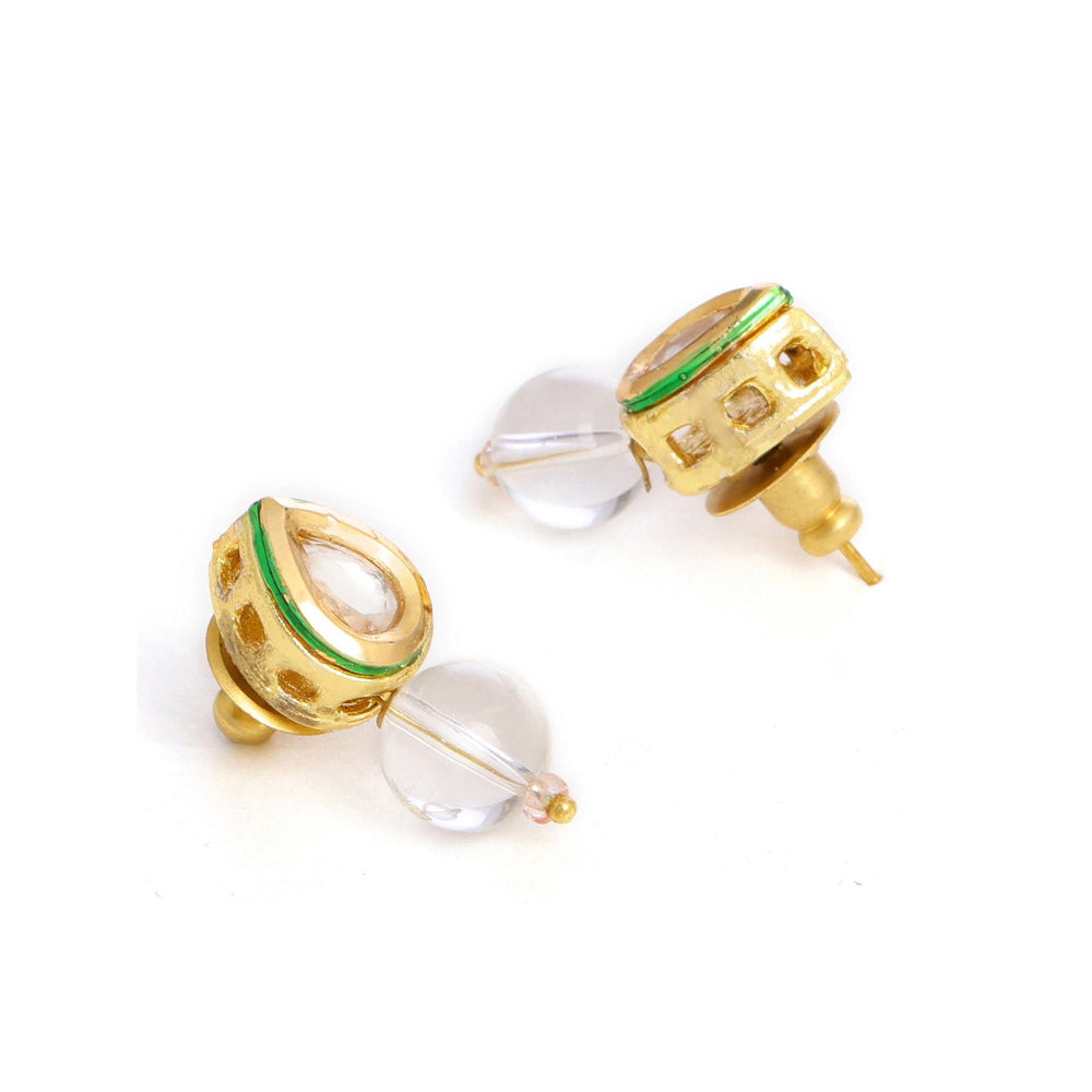 Ruby Raang Studio White Brass Gold Plated Kundan Pair Of Earrings
