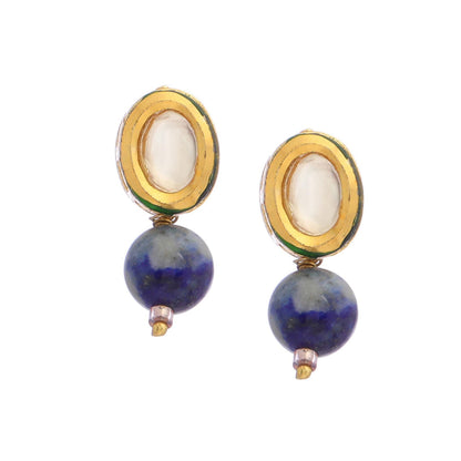 Ruby Raang Studio Blue Brass Gold Plated Kundan Pair Of Earrings
