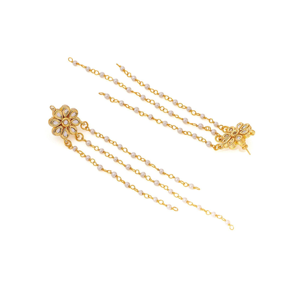 Ruby Raang Studio White Brass Gold Plated Kundan Pair Of Earrings