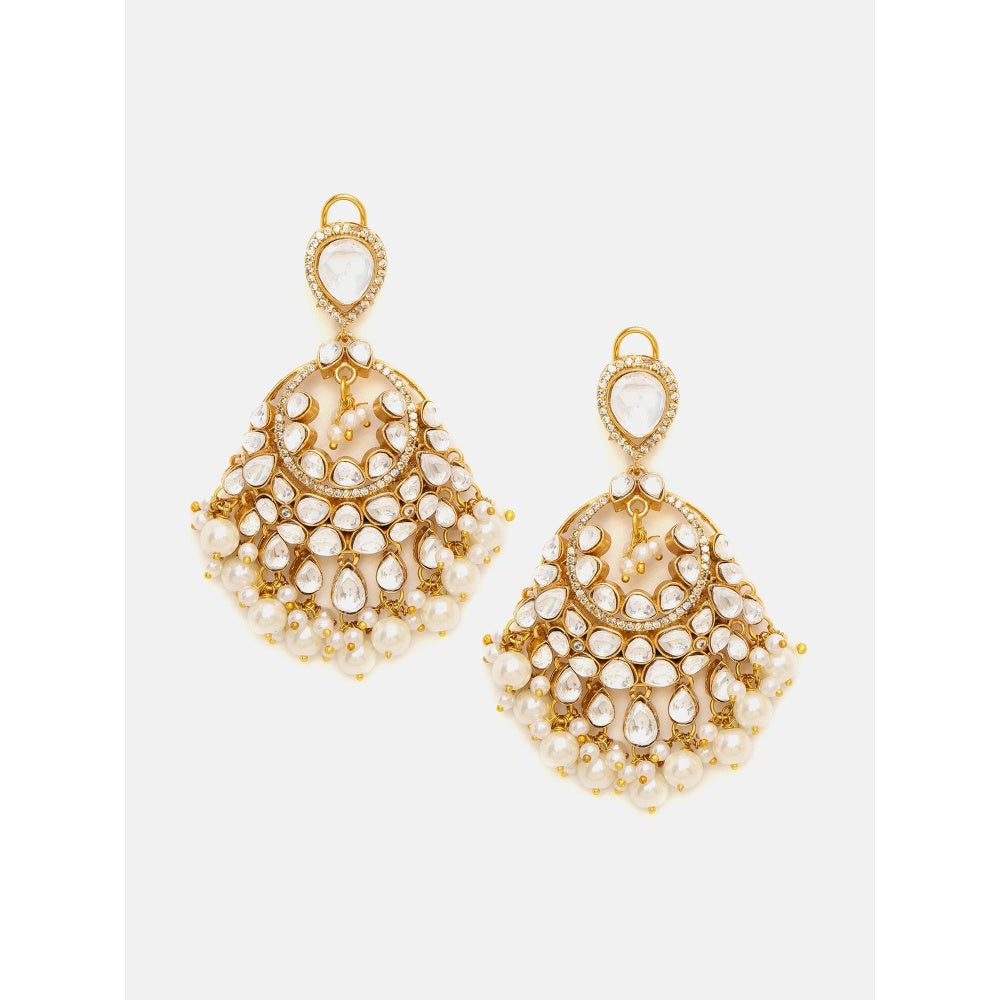 Ruby Raang Studio White Chand Kundan Earrings