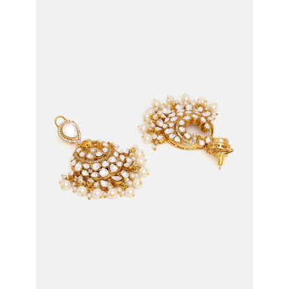 Ruby Raang Studio White Chand Kundan Earrings