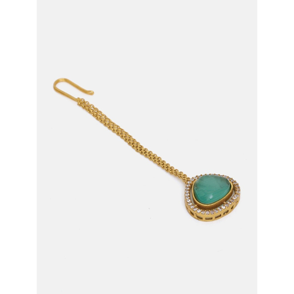 Ruby Raang Studio Stone Kundan Maang Tikka