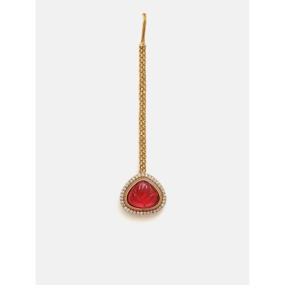 Ruby Raang Studio Stone Kundan Maang Tikka