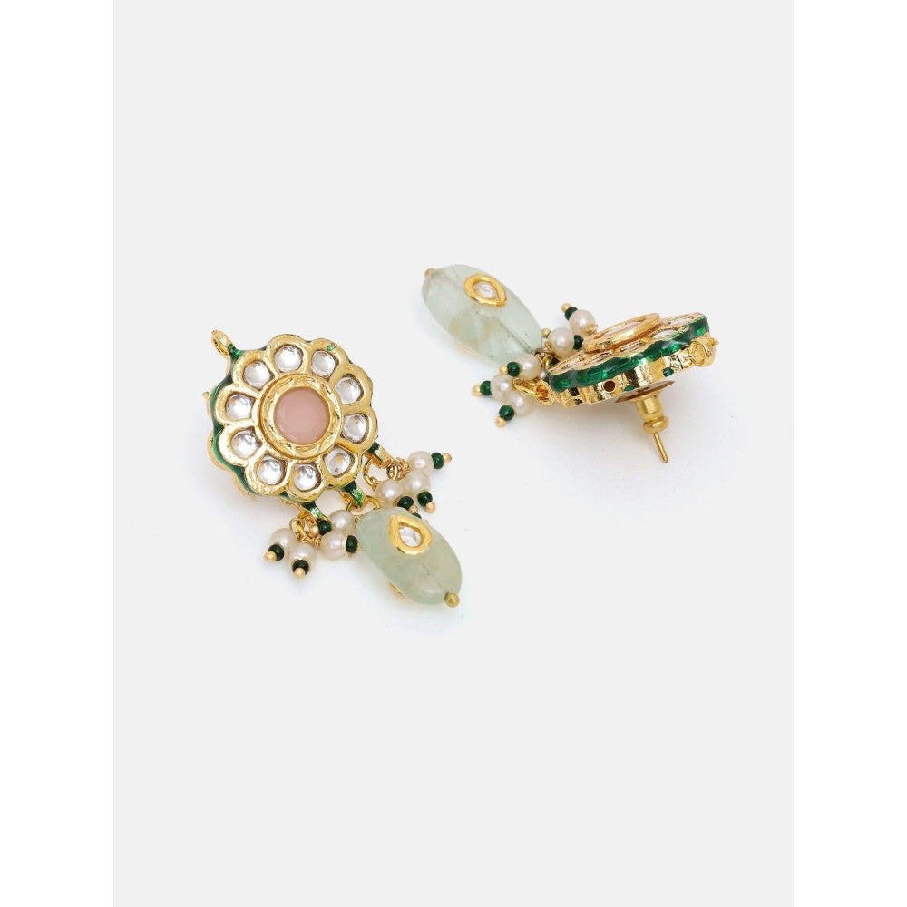 Ruby Raang Studio Kundan and Mint Coloured Stonework Jewellery Set
