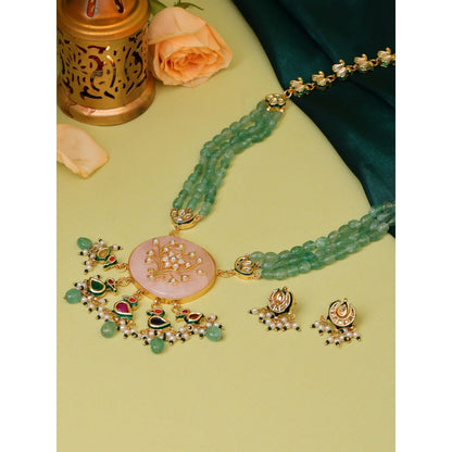 Ruby Raang Studio Long Kundan and Stonework Jewellery Set