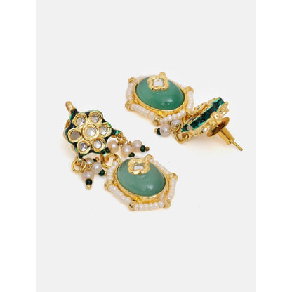Ruby Raang Studio Long Mint Stonework Jewellery Set