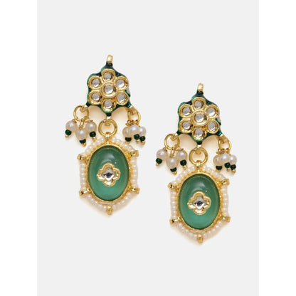 Ruby Raang Studio Long Mint Stonework Jewellery Set