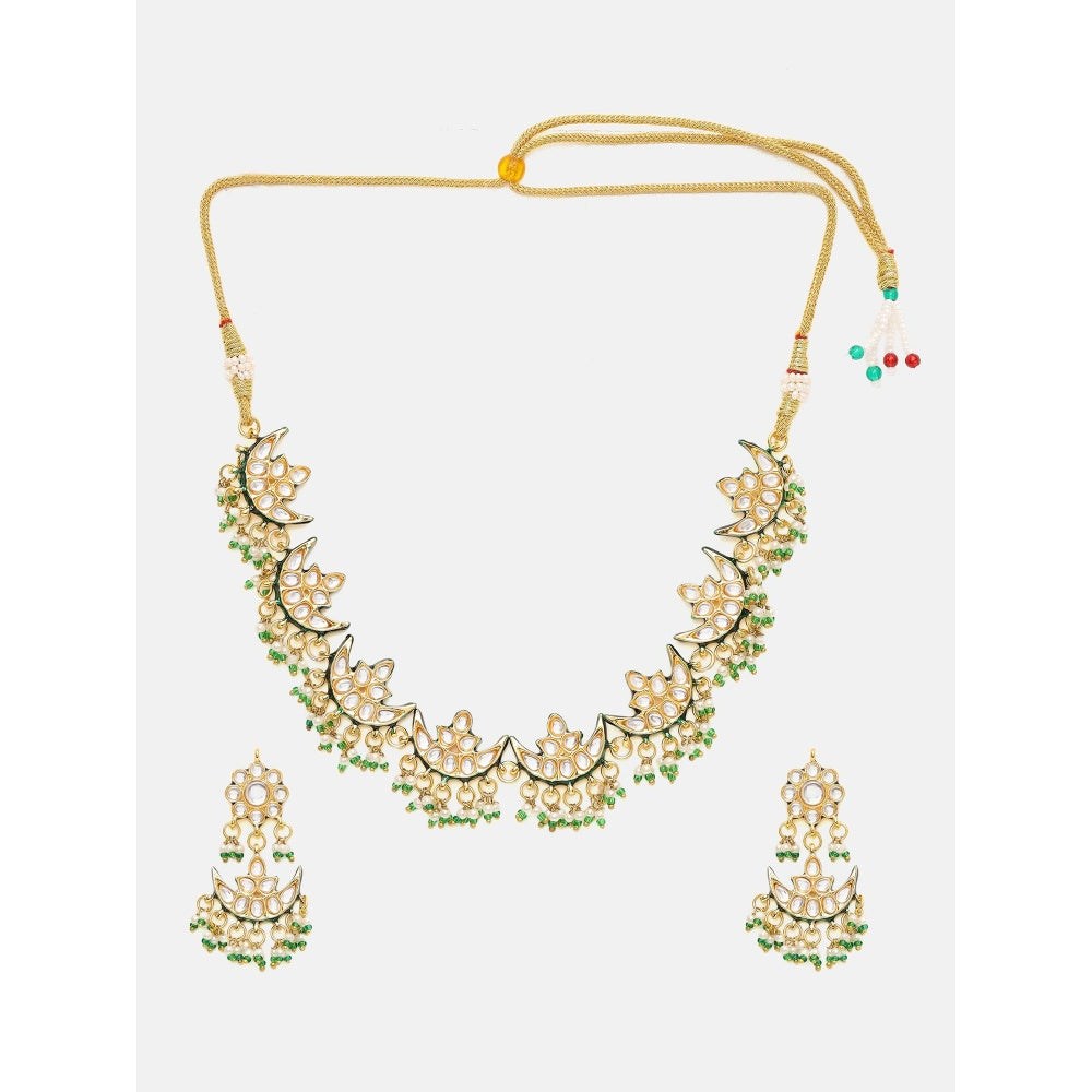 Ruby Raang Studio Half Moon Kundan Jewellery Set