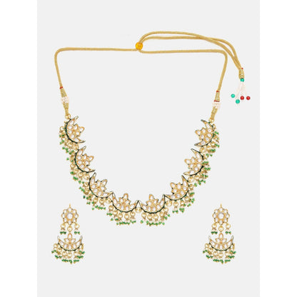Ruby Raang Studio Half Moon Kundan Jewellery Set
