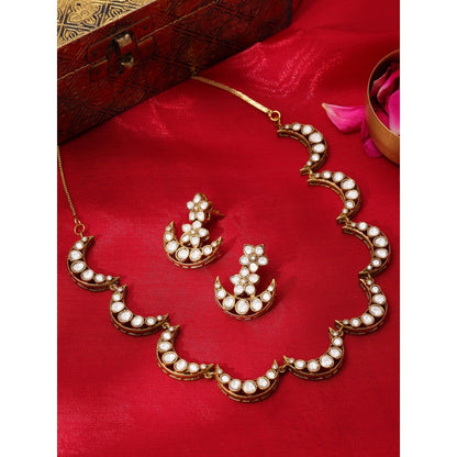 Ruby Raang Studio Half Moon Kundan Jewellery Set