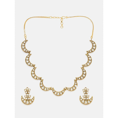 Ruby Raang Studio Half Moon Kundan Jewellery Set