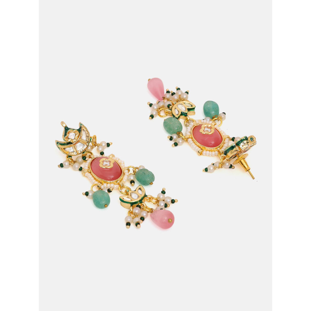 Ruby Raang Studio Multi-Color Long Kundan Drop Earrings