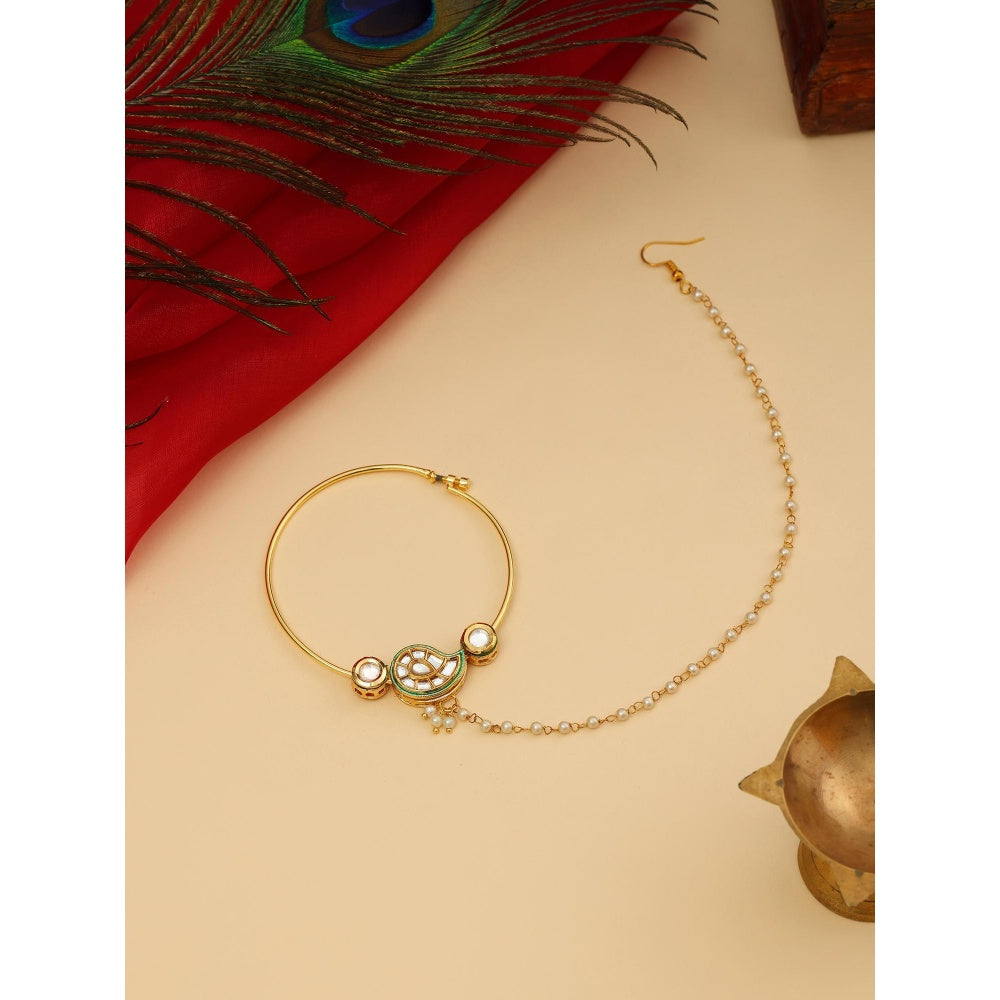 Ruby Raang Studio Traditional Kundan Maharani Nose Ring