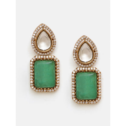 Ruby Raang Studio Green Stone and Mossanite Choker Jewellery Set