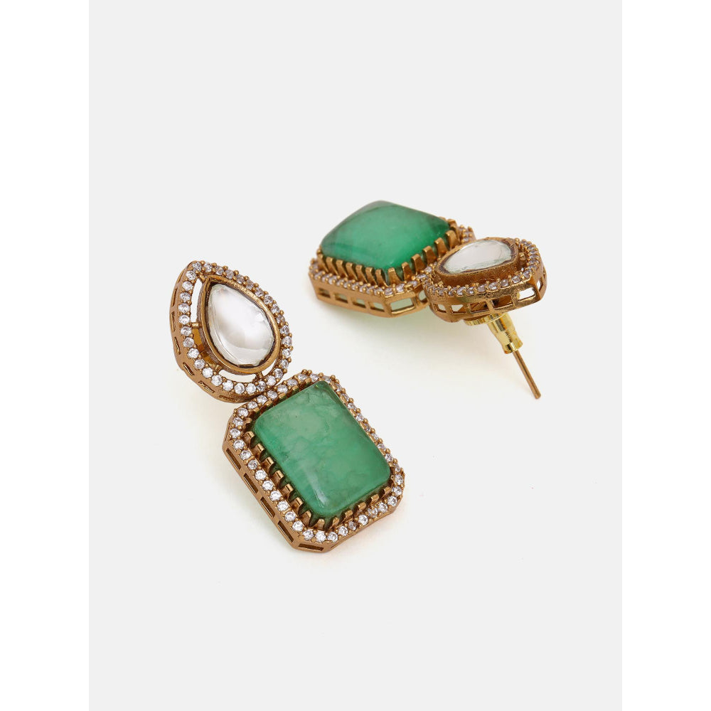 Ruby Raang Studio Green Stone and Mossanite Choker Jewellery Set