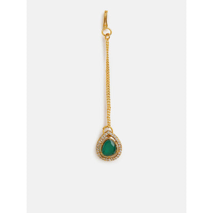Ruby Raang Studio Emerald Green Layered Kundan Jewellery Set