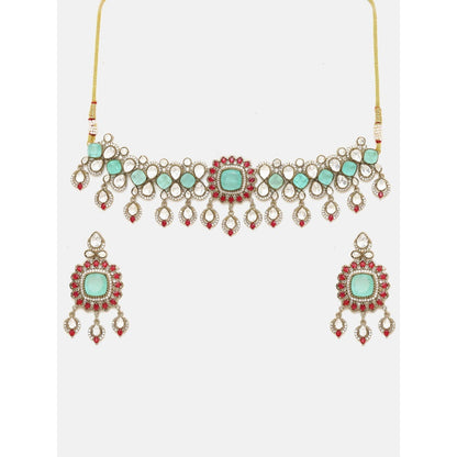 Ruby Raang Studio Traditional Multi-Color Stone Moissanite Jewellery Set