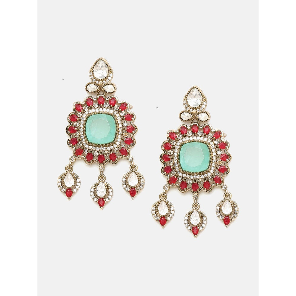 Ruby Raang Studio Traditional Multi-Color Stone Moissanite Jewellery Set
