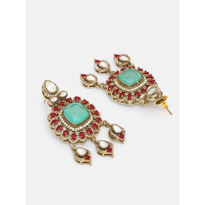 Ruby Raang Studio Traditional Multi-Color Stone Moissanite Jewellery Set