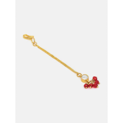 Ruby Raang Studio Womens Red Kundan Necklace with Earrings and Maang Tikka