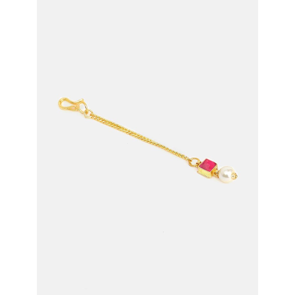 Ruby Raang Studio Mannat Pink Kundan Necklace with Earrings and Maang Tikka