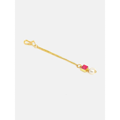 Ruby Raang Studio Mannat Pink Kundan Necklace with Earrings and Maang Tikka
