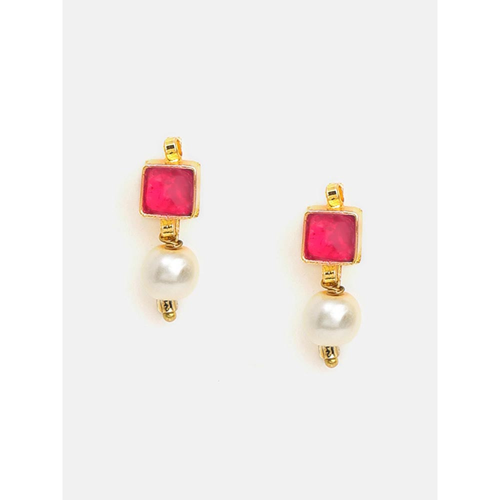 Ruby Raang Studio Mannat Pink Kundan Necklace with Earrings and Maang Tikka