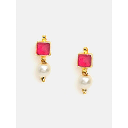 Ruby Raang Studio Mannat Pink Kundan Necklace with Earrings and Maang Tikka