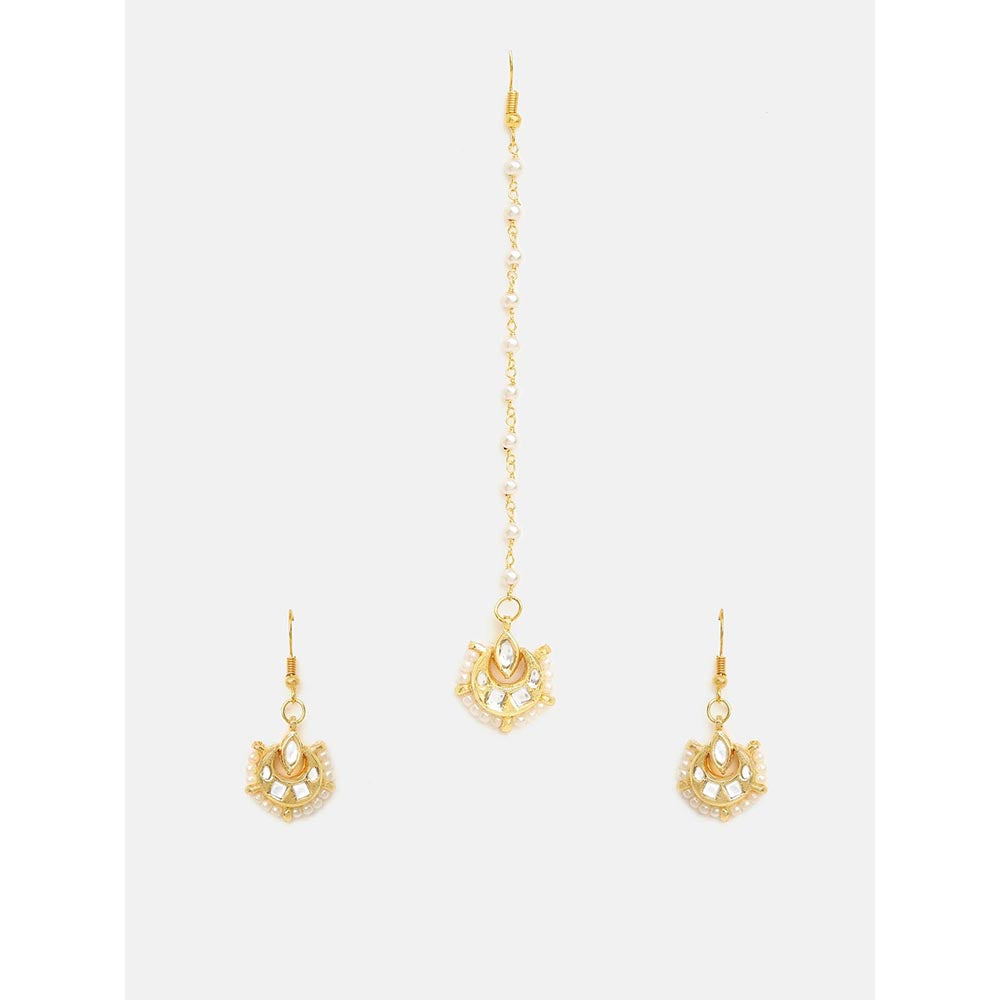 Ruby Raang Studio Kundan Maang Tikka with Earrings