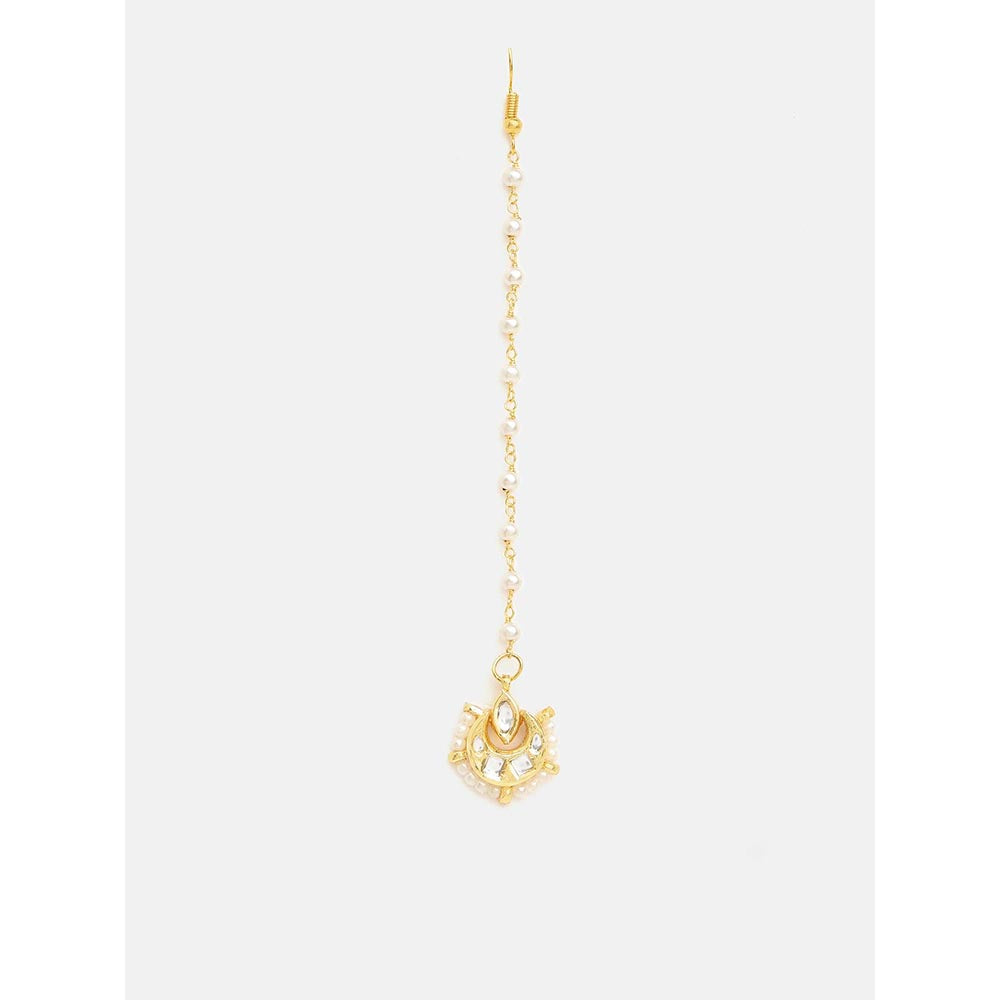 Ruby Raang Studio Kundan Maang Tikka with Earrings