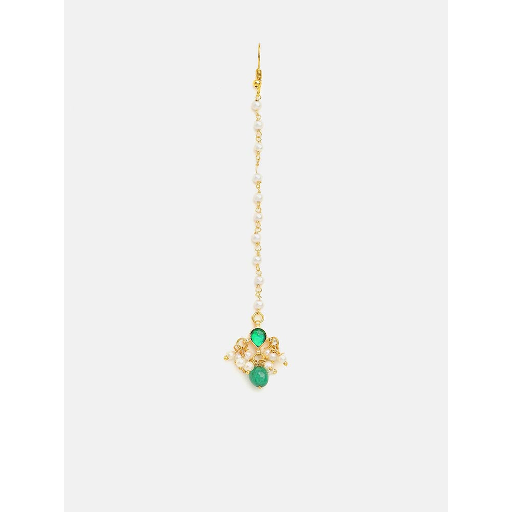 Ruby Raang Studio Handcrafted Kundan Studded Earring With A Maang Tikka