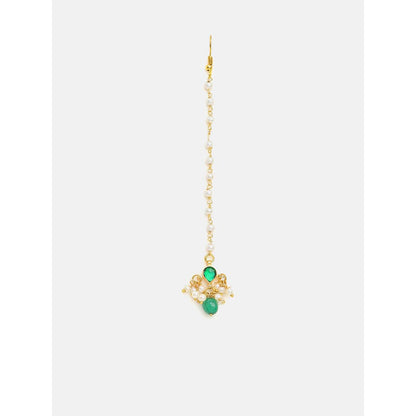 Ruby Raang Studio Handcrafted Kundan Studded Earring With A Maang Tikka