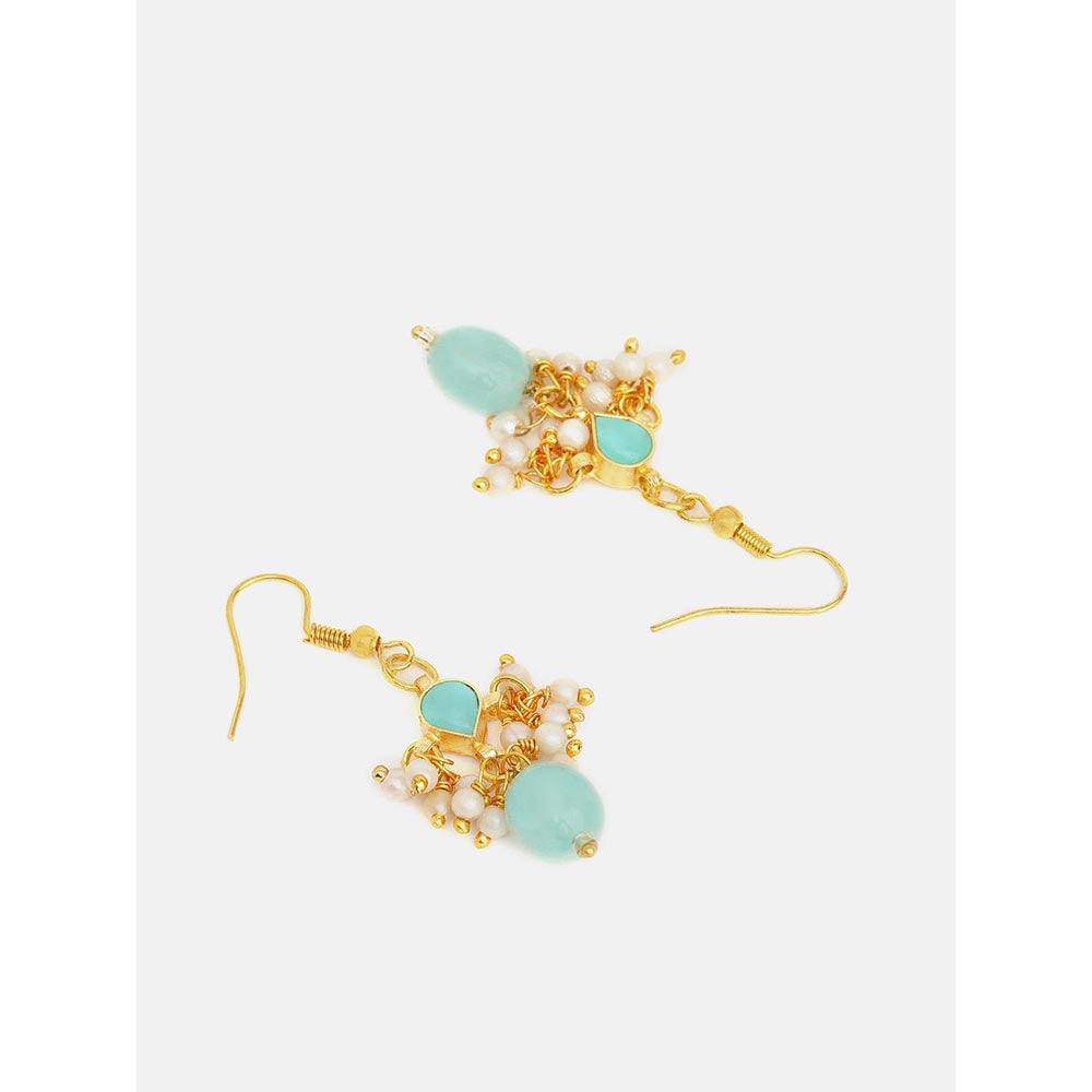 Ruby Raang Studio Traditional Green Drop Maang Tikka And Earrings
