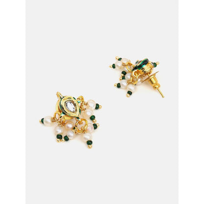 Ruby Raang Studio Pearl Kundan Blossom Of Maang Tikka with Earrings