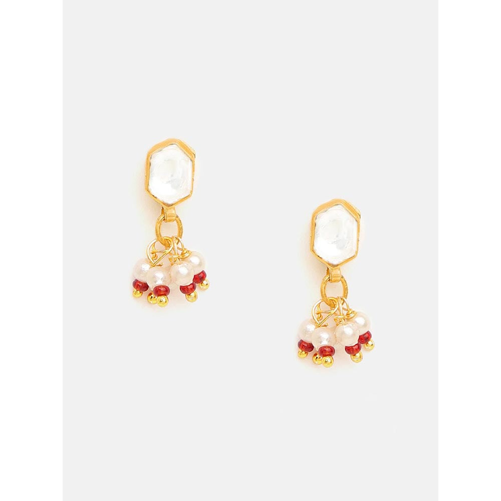 Ruby Raang Studio Womens White Kundan Maang Tikka with Earrings