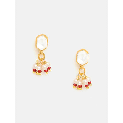 Ruby Raang Studio Womens White Kundan Maang Tikka with Earrings