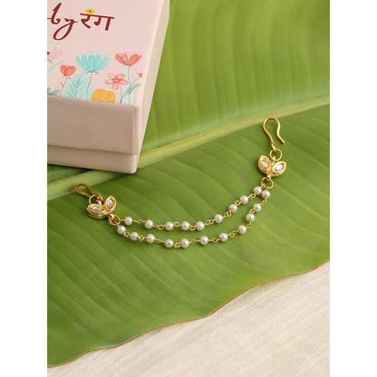 Ruby Raang Studio Pearl Kundan Hair Pin