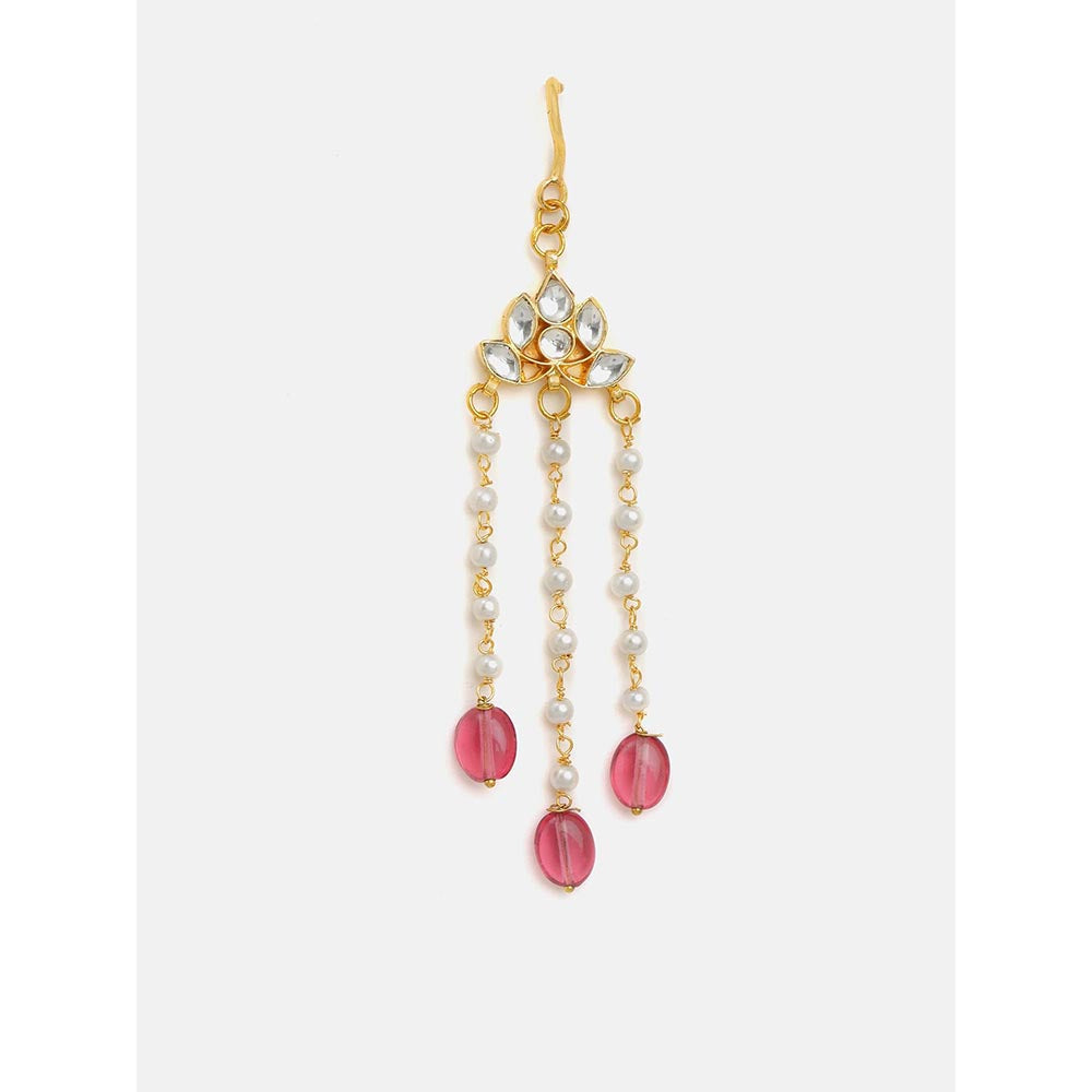 Ruby Raang Studio Floral Pearl Kundan Hair Pin