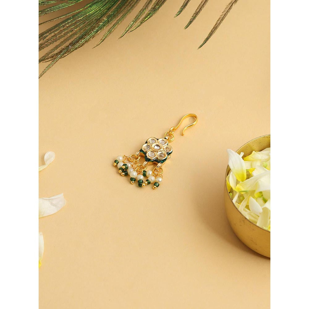 Ruby Raang Studio Hair Flower Kundan Pearl Hair Pin