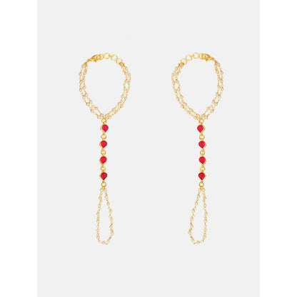 Ruby Raang Studio Gulnaar Pearl Kundan Ruby Hand Harness
