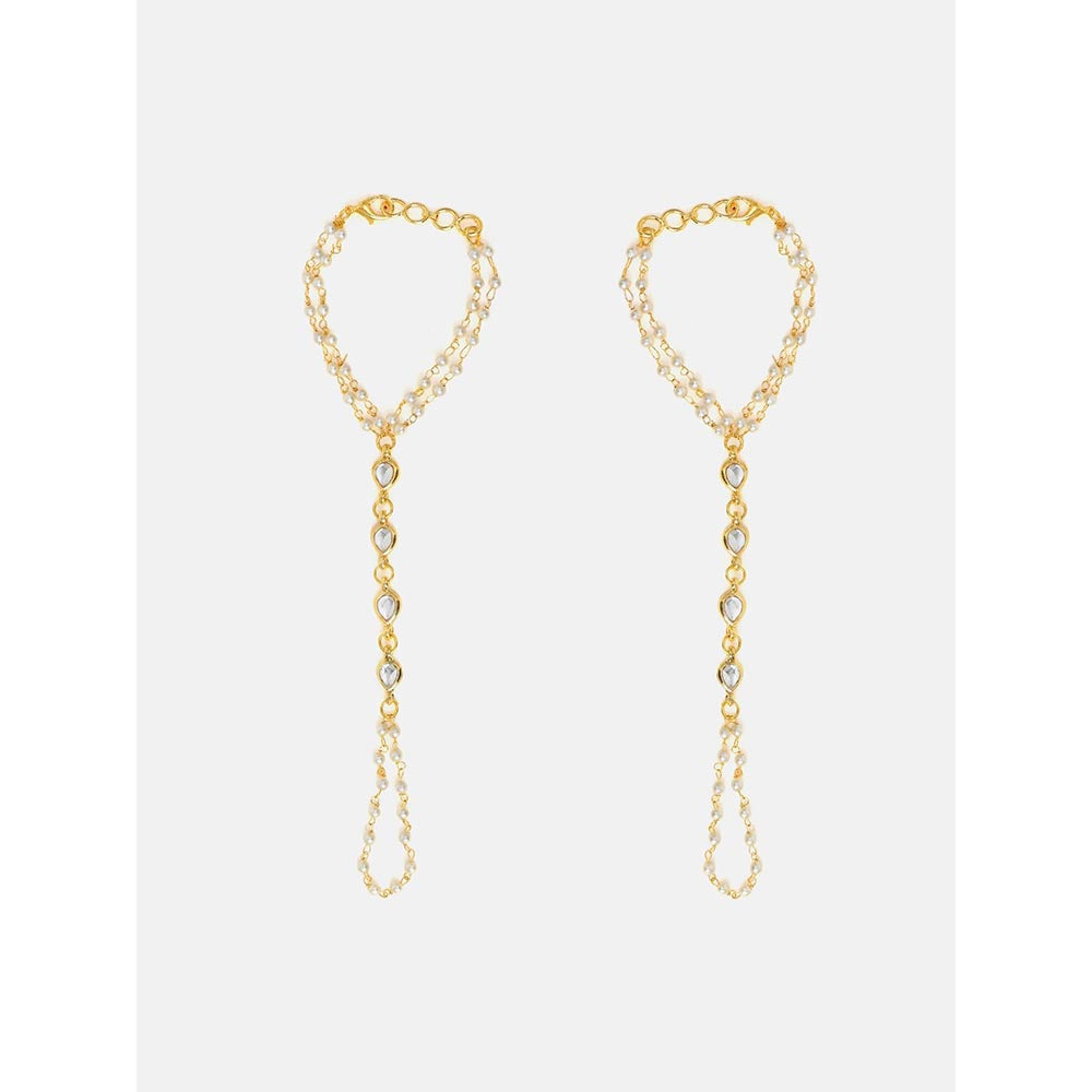 Ruby Raang Studio Kundan And Pearl Hand Harness