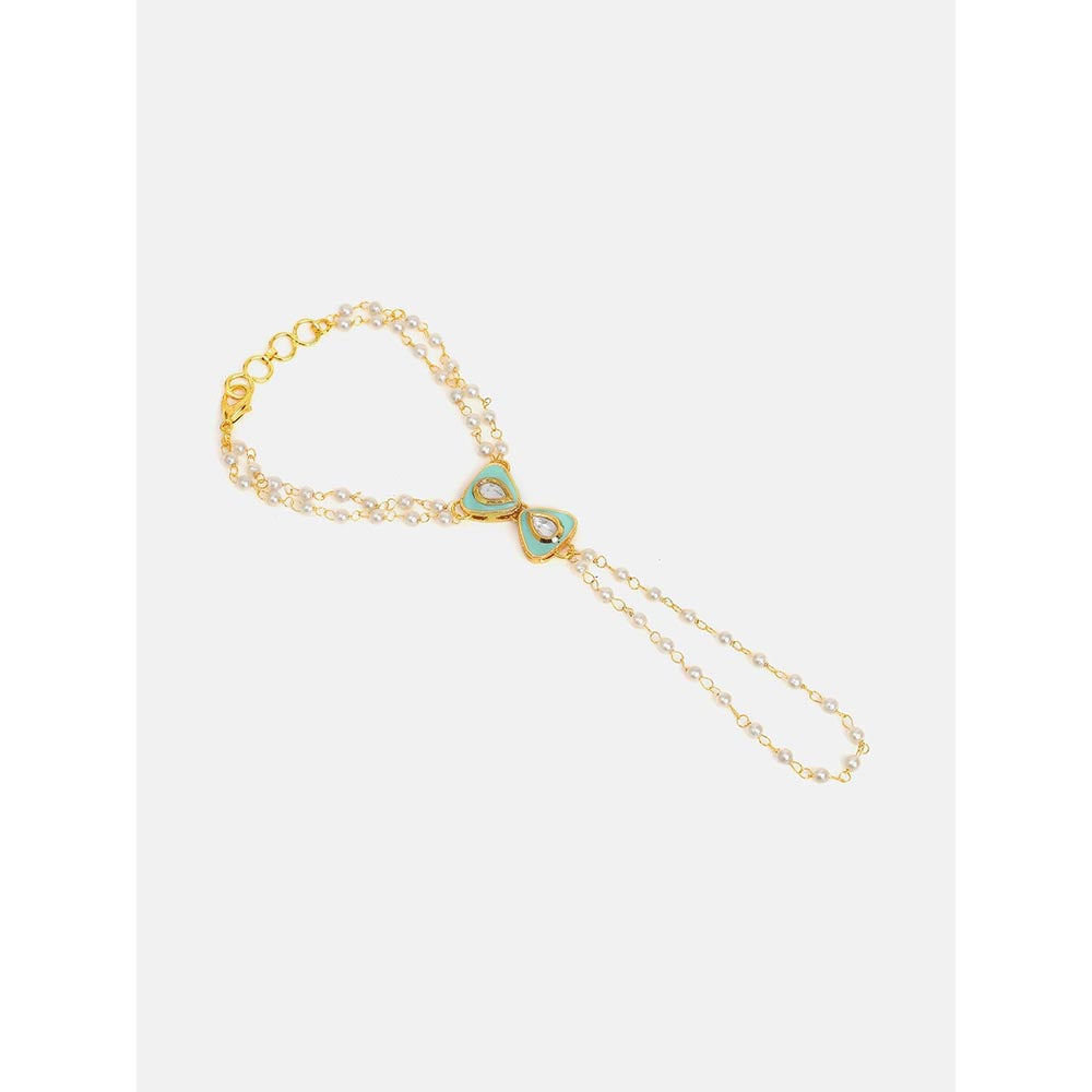 Ruby Raang Studio Saanjh Pearl Kundan Hand Harness