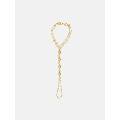 Ruby Raang Studio Subtle Gold-Pearl Kundan Hand Harness