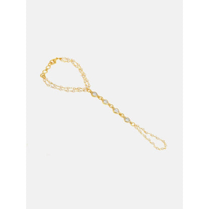 Ruby Raang Studio Subtle Gold-Pearl Kundan Hand Harness